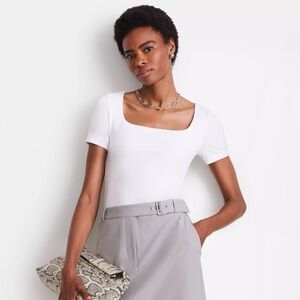 NWT LOFT Versa Square Neck Short Sleeve Top. White. size Medium. Double lined.